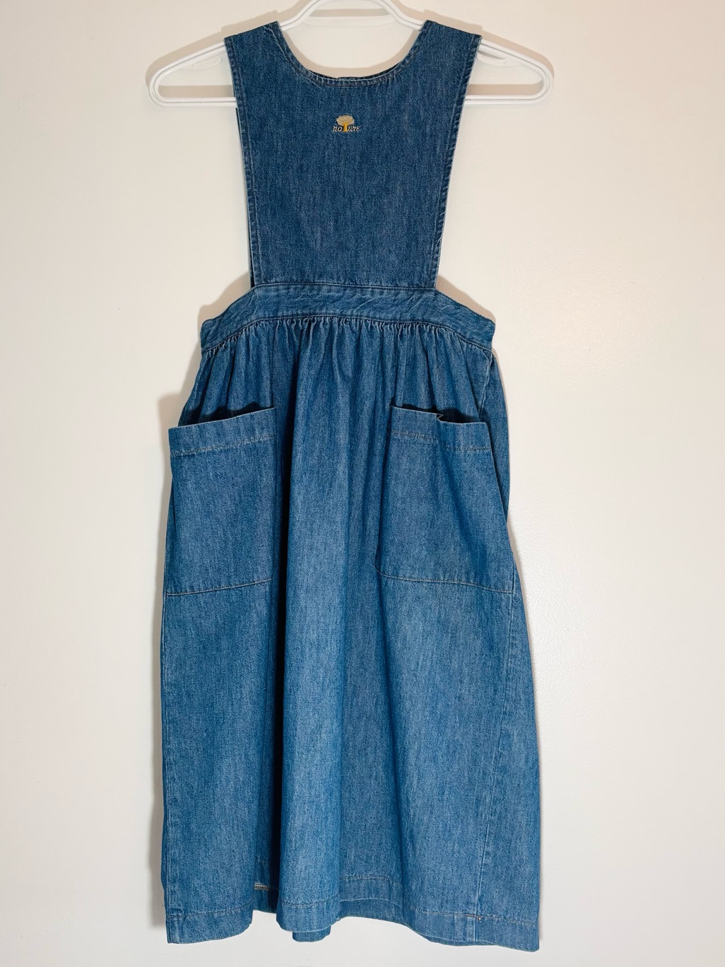 Rare Vintage 90s Frisco Junior Denim Nature Apron Pinafore Dress 26in Waist Xs/S